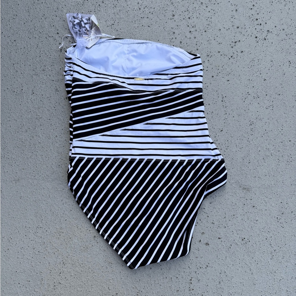 Anne Cole Black and White Striped One-Piece Swimsuit - Picture 5 of 11